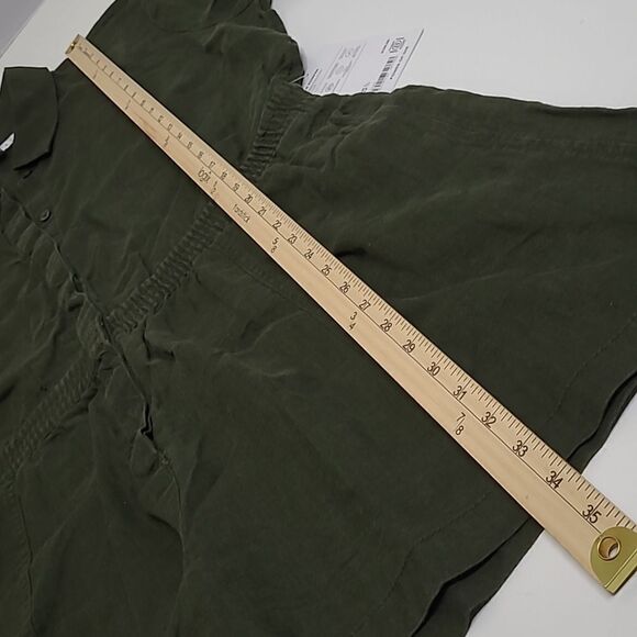 $109 NEW XL ATHLETA LINEN OLIVE GREEN SHORT SLEEVE ZIP POCKET ROMPER EXTRA LARGE - Picture 11 of 14